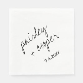 Moderne minimalistische zwarte en witte bruiloft servet