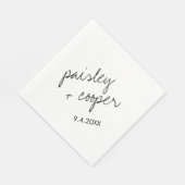 Moderne minimalistische zwarte en witte bruiloft servet (Hoek)