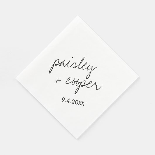 Moderne minimalistische zwarte en witte bruiloft servet (Hoek)