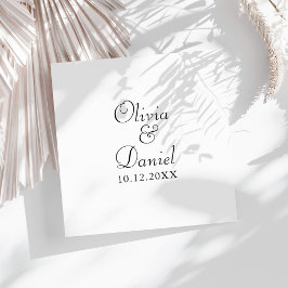 Moderne minimalistische zwarte en witte bruiloft servet