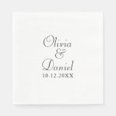 Moderne minimalistische zwarte en witte bruiloft servet (Voorkant)