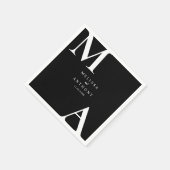 Moderne minimalistische zwarte en witte bruiloft servet (Hoek)