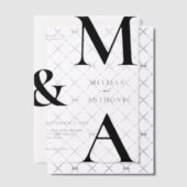 Moderne minimalistische zwarte en witte bruiloft vellum uitnodigingen (Offset (Uitnodiging))