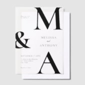 Moderne minimalistische zwarte en witte bruiloft vellum uitnodigingen (Offset)