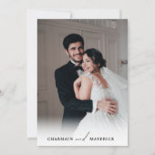 Moderne, minimalistische zwarte en witte bruilofte bedankkaart (Achterkant)