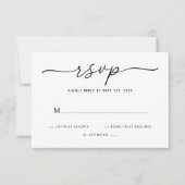Moderne minimalistische zwarte en witte bruiloften RSVP kaartje (Voorkant)