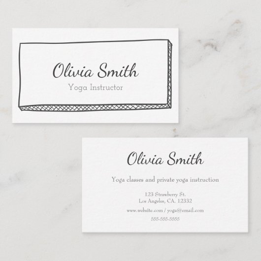 Moderne minimalistische zwarte en witte doodle visitekaartje (Voorkant / Achterkant)