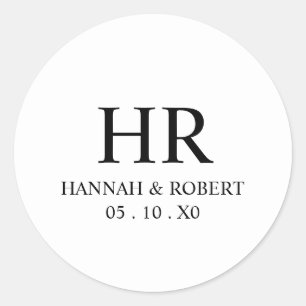 Moderne Minimalistische Zwarte en Witte Elegante M Ronde Sticker