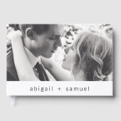 Moderne minimalistische zwarte en witte fotobruilo gastenboek (Voorkant)