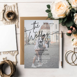 Moderne minimalistische zwarte en witte fotobruilo kaart