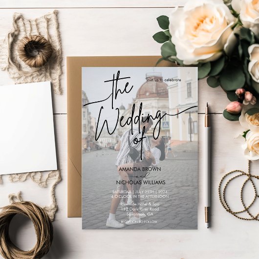 Moderne minimalistische zwarte en witte fotobruilo kaart