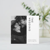 Moderne minimalistische zwarte en witte fotobruilo kaart (Staand voorkant)