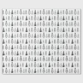 Moderne minimalistische zwarte en witte kerstboom cadeaupapier (Vlak)