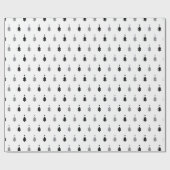 Moderne minimalistische zwarte en witte kerstboom cadeaupapier (Vlak)