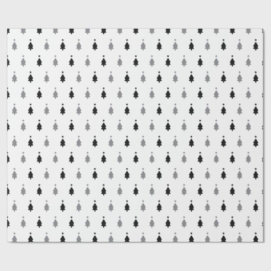 Moderne minimalistische zwarte en witte kerstboom cadeaupapier (Vlak)