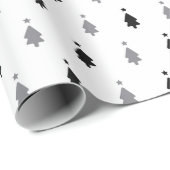 Moderne minimalistische zwarte en witte kerstboom cadeaupapier (Rol Hoek)