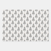 Moderne minimalistische zwarte en witte kerstboom inpakpapier vel (Voorkant 3)