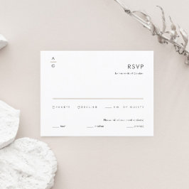 Moderne minimalistische zwarte en witte legante br RSVP kaartje