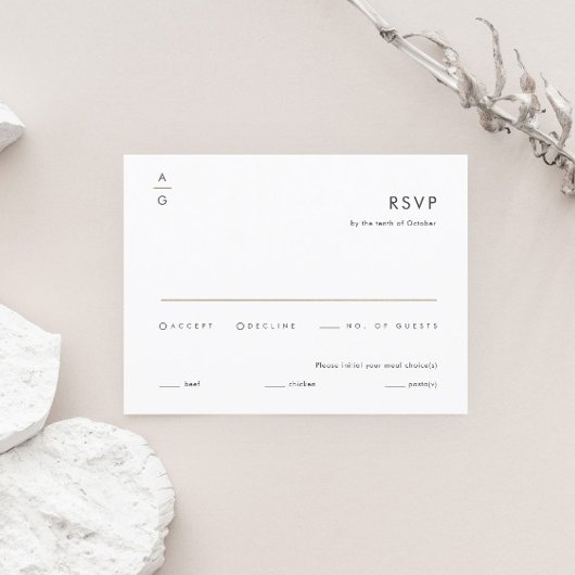 Moderne minimalistische zwarte en witte legante br RSVP kaartje