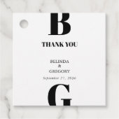 Moderne minimalistische zwarte en witte monogram b bedankjes labels (Voorkant)