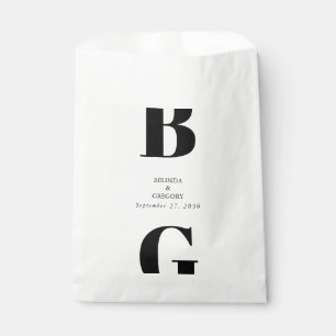 Moderne minimalistische zwarte en witte monogram b bedankzakje