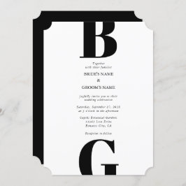 Moderne minimalistische zwarte en witte monogram b kaart