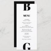 Moderne minimalistische zwarte en witte monogram b menu (Voorkant / Achterkant)