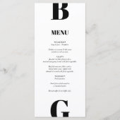 Moderne minimalistische zwarte en witte monogram b menu (Voorkant)