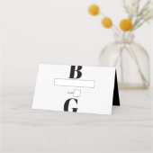 Moderne minimalistische zwarte en witte monogram b plaatskaartje (Voorkant)