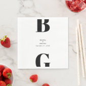 Moderne minimalistische zwarte en witte monogram b servet (Insitu)
