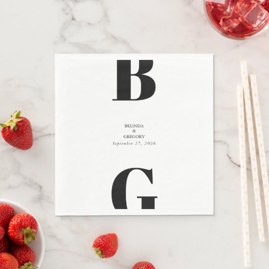 Moderne minimalistische zwarte en witte monogram b servet (Insitu)