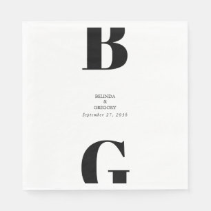 Moderne minimalistische zwarte en witte monogram b servet