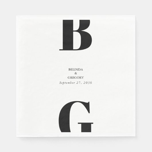 Moderne minimalistische zwarte en witte monogram b servet (Voorkant)