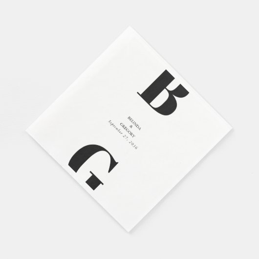 Moderne minimalistische zwarte en witte monogram b servet (Hoek)