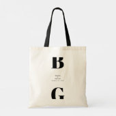Moderne minimalistische zwarte en witte monogram b tote bag (Achterkant)