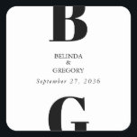 Moderne minimalistische zwarte en witte monogram b vierkante sticker<br><div class="desc">Een modern zwart-wit minimalistisch monogram ontwerp. Een uniek ontwerp dat hedendaagse elementen en typografie gebruikt. Een eenvoudig zwart-wit elegant ontwerp met één gram. Een stijlvol modern huwelijksmodel met hedendaagse stickers. Er zijn ook huwelijksuitnodigingen en andere kantoorbenodigdheden beschikbaar.</div>