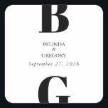 Moderne minimalistische zwarte en witte monogram b vierkante sticker<br><div class="desc">Een modern zwart-wit minimalistisch monogram ontwerp. Een uniek ontwerp dat hedendaagse elementen en typografie gebruikt. Een eenvoudig zwart-wit elegant ontwerp met één gram. Een stijlvol modern huwelijksmodel met hedendaagse stickers. Er zijn ook huwelijksuitnodigingen en andere kantoorbenodigdheden beschikbaar.</div>