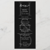 Moderne Minimalistische Zwarte en Witte Monogram T Menu (Voorkant)