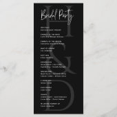 Moderne Minimalistische Zwarte en Witte Monogram T Programmakaart (Achterkant)