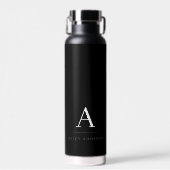 Moderne Minimalistische Zwarte en Witte Monogram Waterfles (Voorkant)