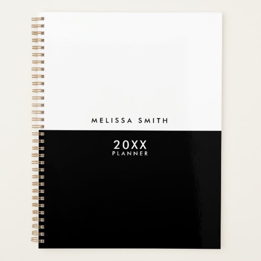 Moderne minimalistische zwarte en witte planner (Voorkant)