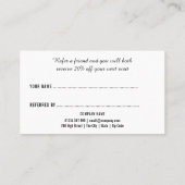 Moderne minimalistische zwarte en witte Profession Aanbevelingskaartje (Achterkant)