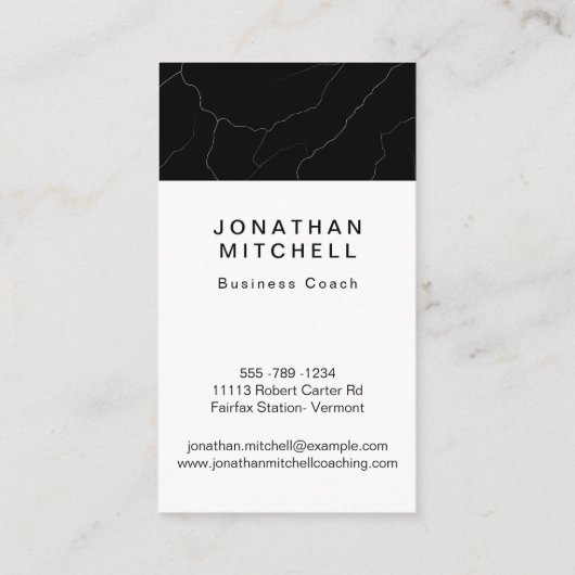 Moderne minimalistische zwarte en witte Profession Visitekaartje (Achterkant)