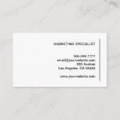 Moderne minimalistische zwarte en witte Profession Visitekaartje (Achterkant)