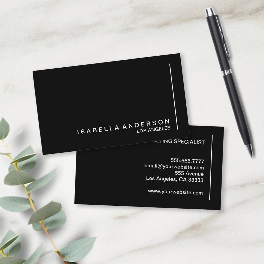 Moderne minimalistische zwarte en witte Profession Visitekaartje