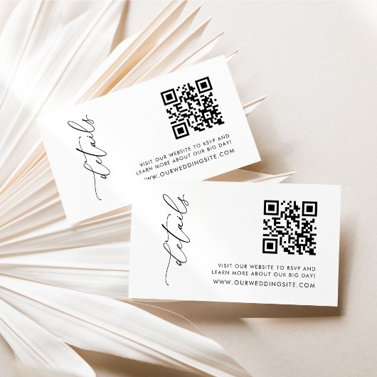 Moderne Minimalistische Zwarte en Witte QR-code De Informatiekaartje