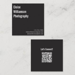 Moderne Minimalistische Zwarte en Witte QR-code Ve Vierkante Visitekaartje