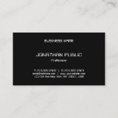 Moderne, minimalistische zwarte en witte Sjabloon Visitekaartje (Achterkant)