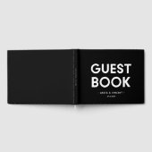 Moderne minimalistische zwarte en witte trouw gastenboek (Volledig)