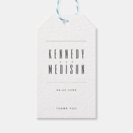 Moderne Minimalistische Zwarte en Witte Trouwfavor Cadeaulabel